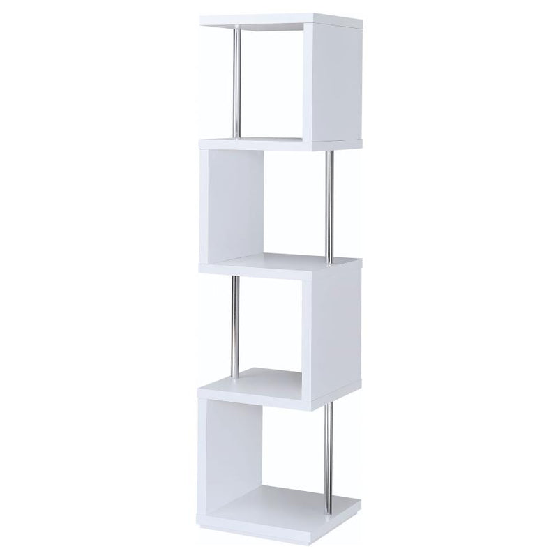 Baxter 67-inch 4-shelf Bookshelf White and Chrome-zoom-