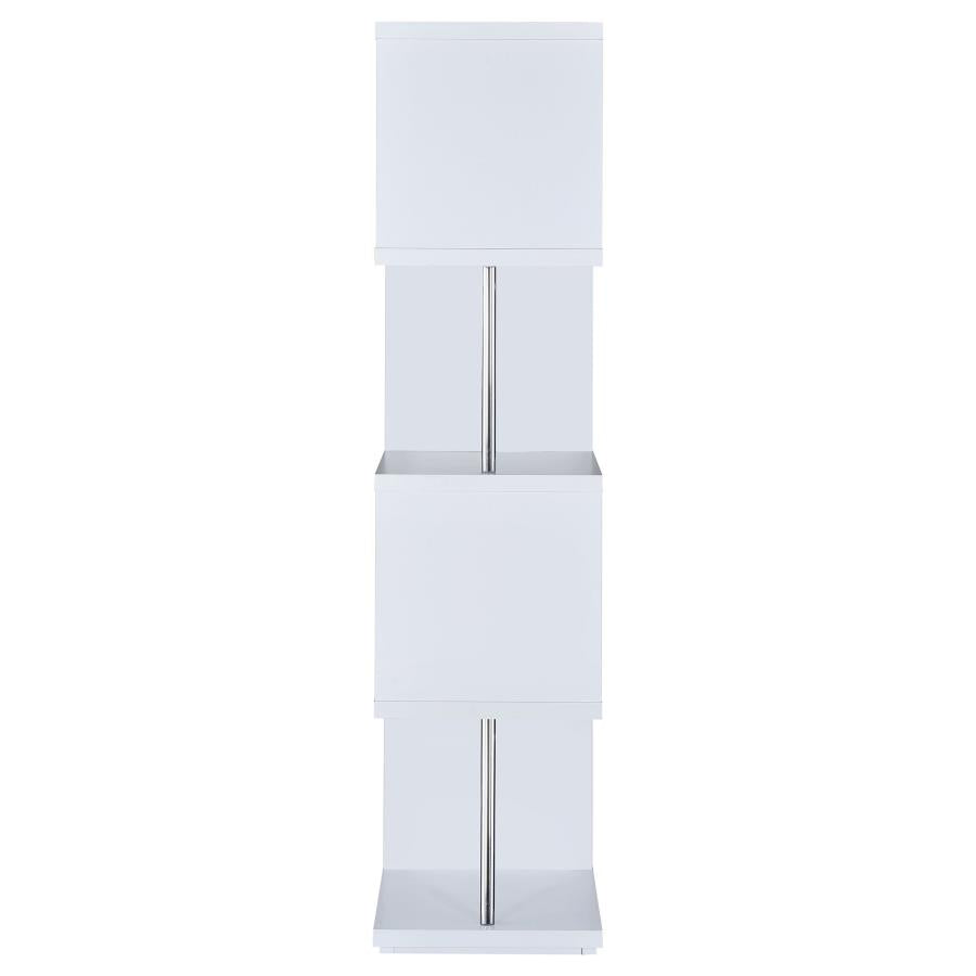 Baxter 67-inch 4-shelf Bookshelf White and Chrome-7