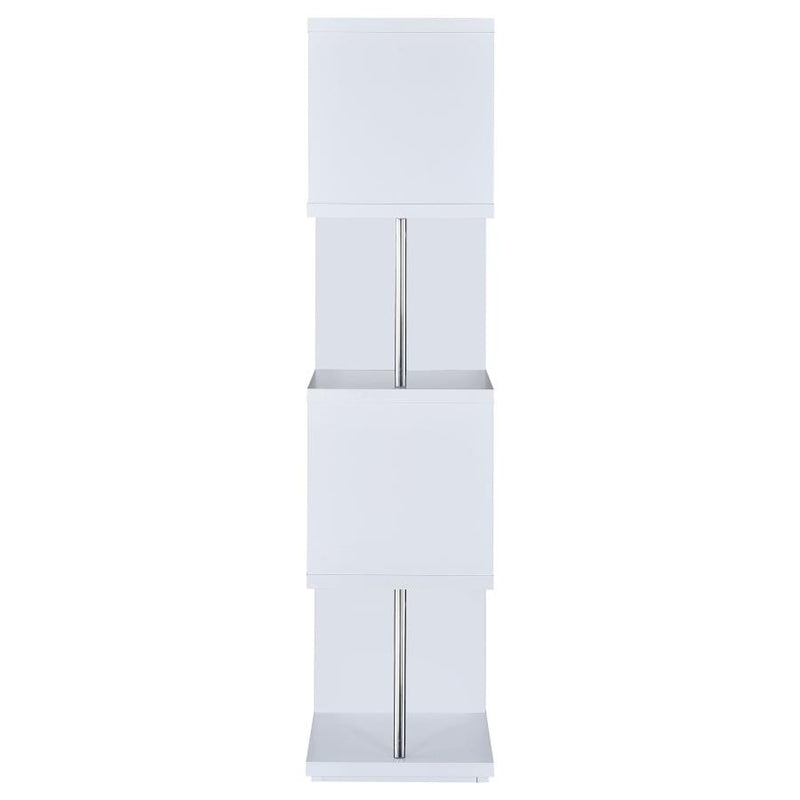 Baxter 67-inch 4-shelf Bookshelf White and Chrome-zoom-