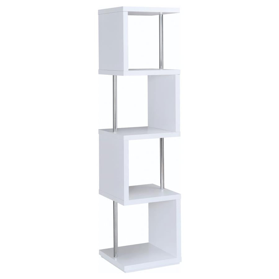 Baxter 67-inch 4-shelf Bookshelf White and Chrome-zoom-8
