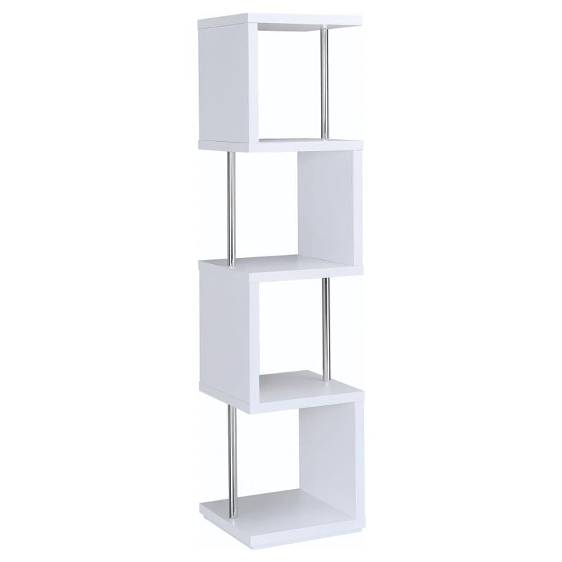 Baxter 67-inch 4-shelf Bookshelf White and Chrome-zoom-