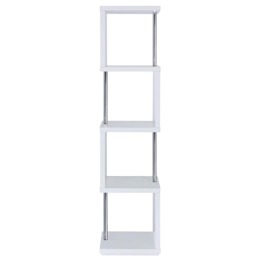 Baxter 67-inch 4-shelf Bookshelf White and Chrome-zoom-9
