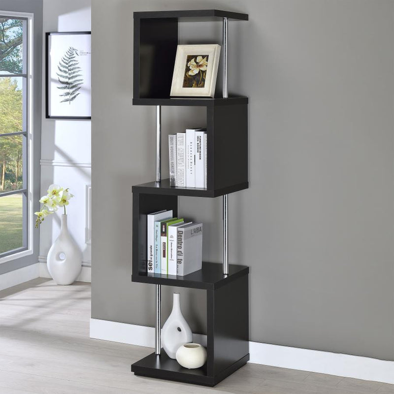 Baxter 67-inch 4-shelf Bookshelf Black and Chrome-zoom-