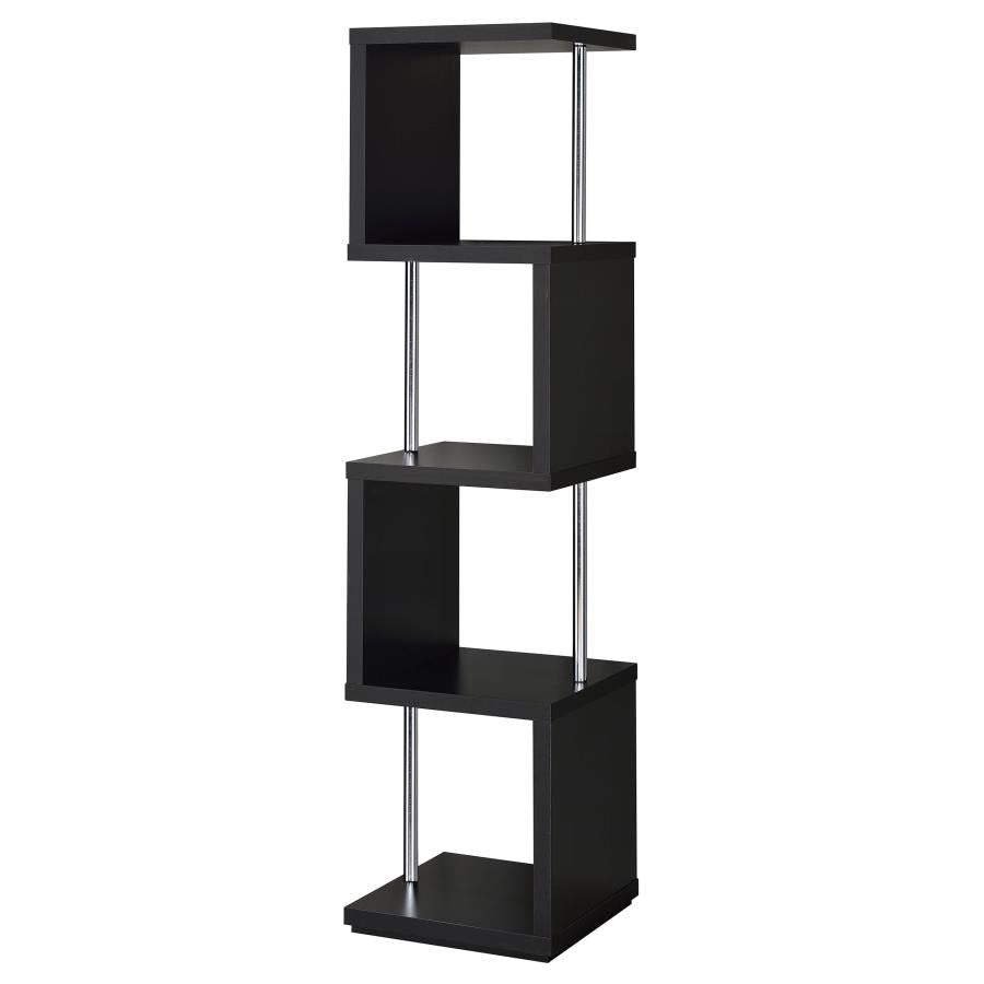 Baxter 67-inch 4-shelf Bookshelf Black and Chrome-zoom-1