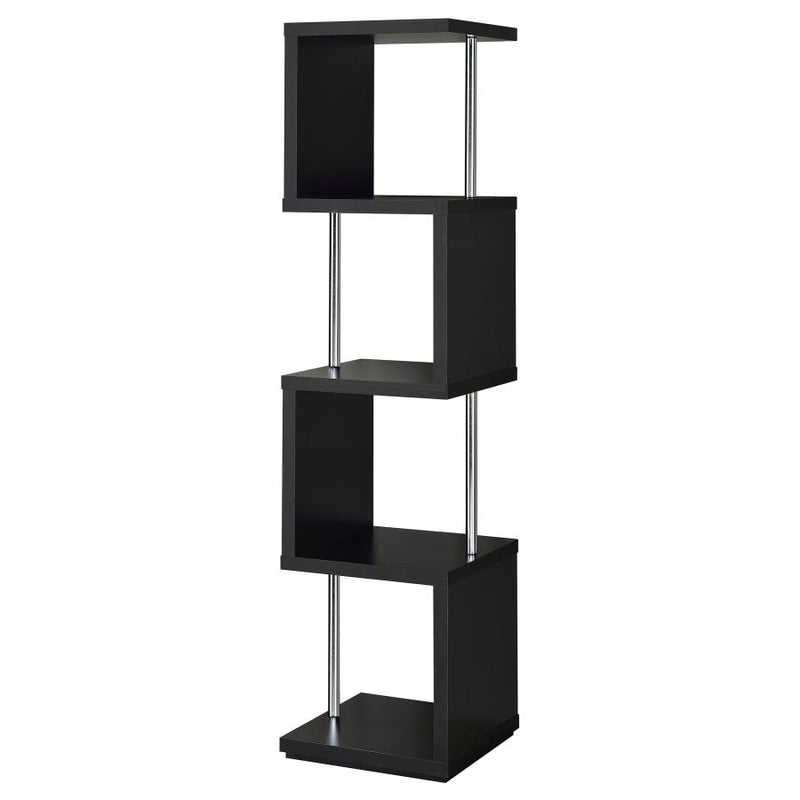 Baxter 67-inch 4-shelf Bookshelf Black and Chrome-zoom-