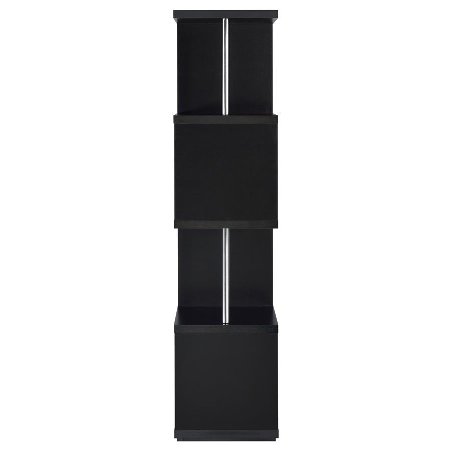 Baxter 67-inch 4-shelf Bookshelf Black and Chrome-3