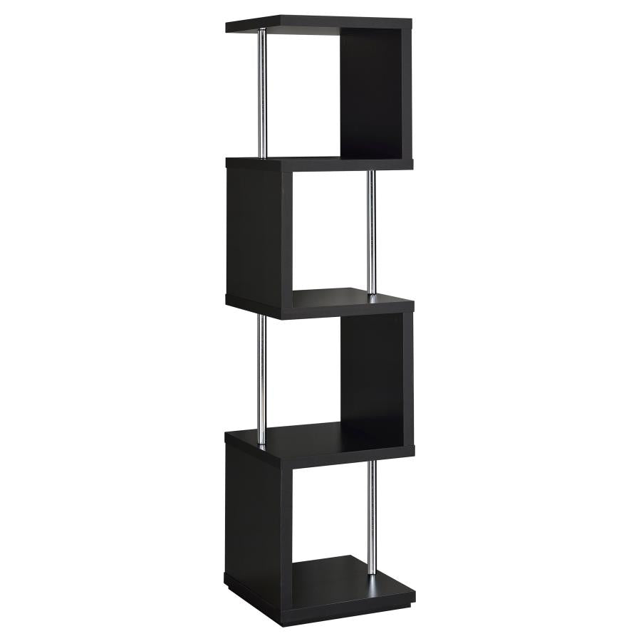 Baxter 67-inch 4-shelf Bookshelf Black and Chrome-4
