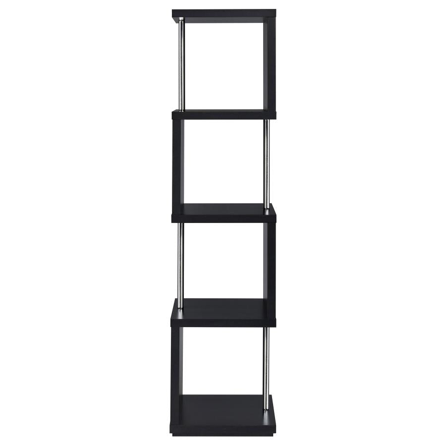 Baxter 67-inch 4-shelf Bookshelf Black and Chrome-5