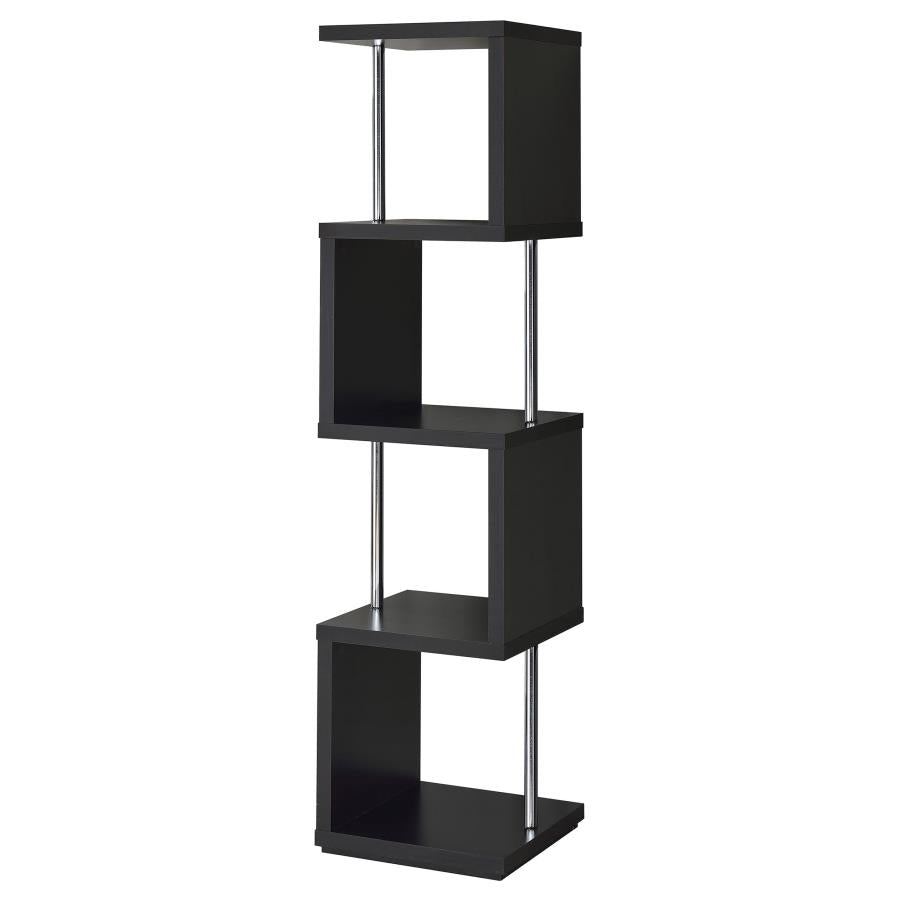 Baxter 67-inch 4-shelf Bookshelf Black and Chrome-6