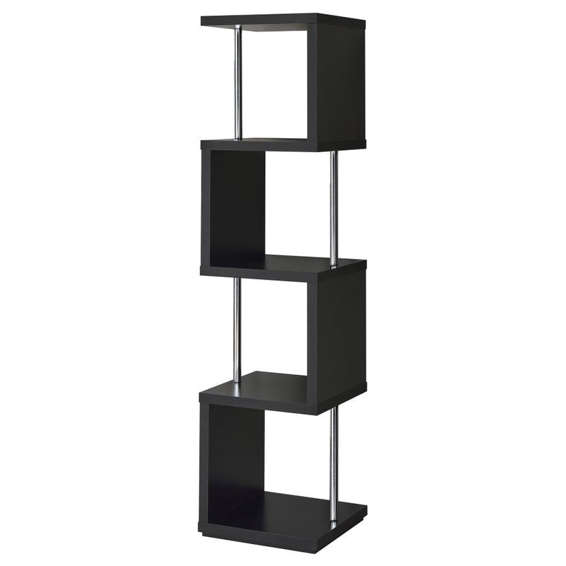 Baxter 67-inch 4-shelf Bookshelf Black and Chrome-zoom-