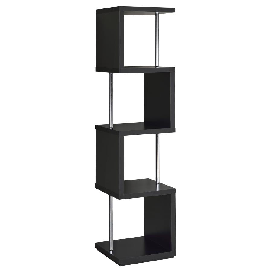 Baxter 67-inch 4-shelf Bookshelf Black and Chrome-zoom-8