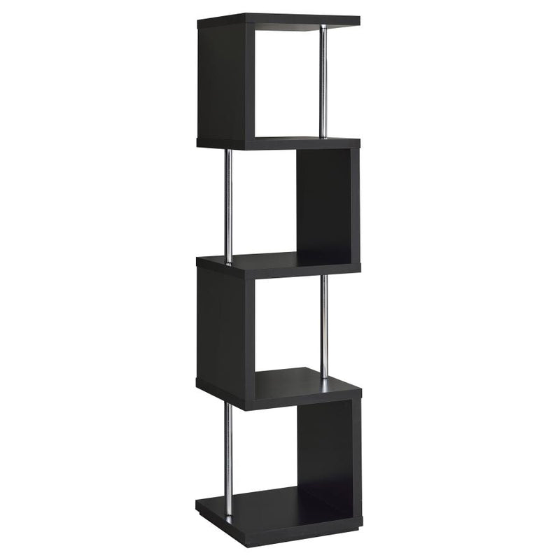 Baxter 67-inch 4-shelf Bookshelf Black and Chrome-zoom-