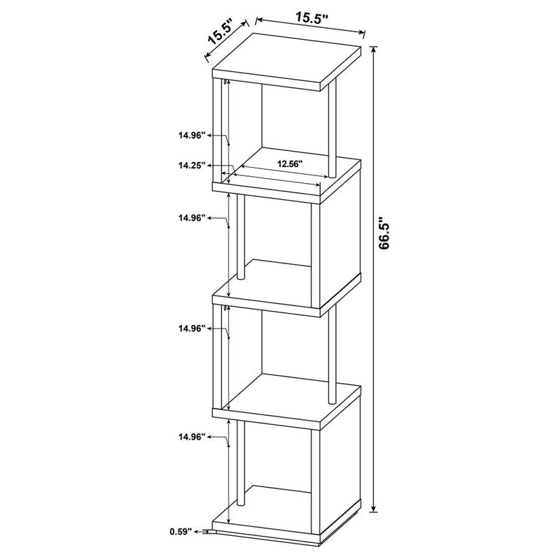 Baxter 67-inch 4-shelf Bookshelf Black and Chrome-zoom-