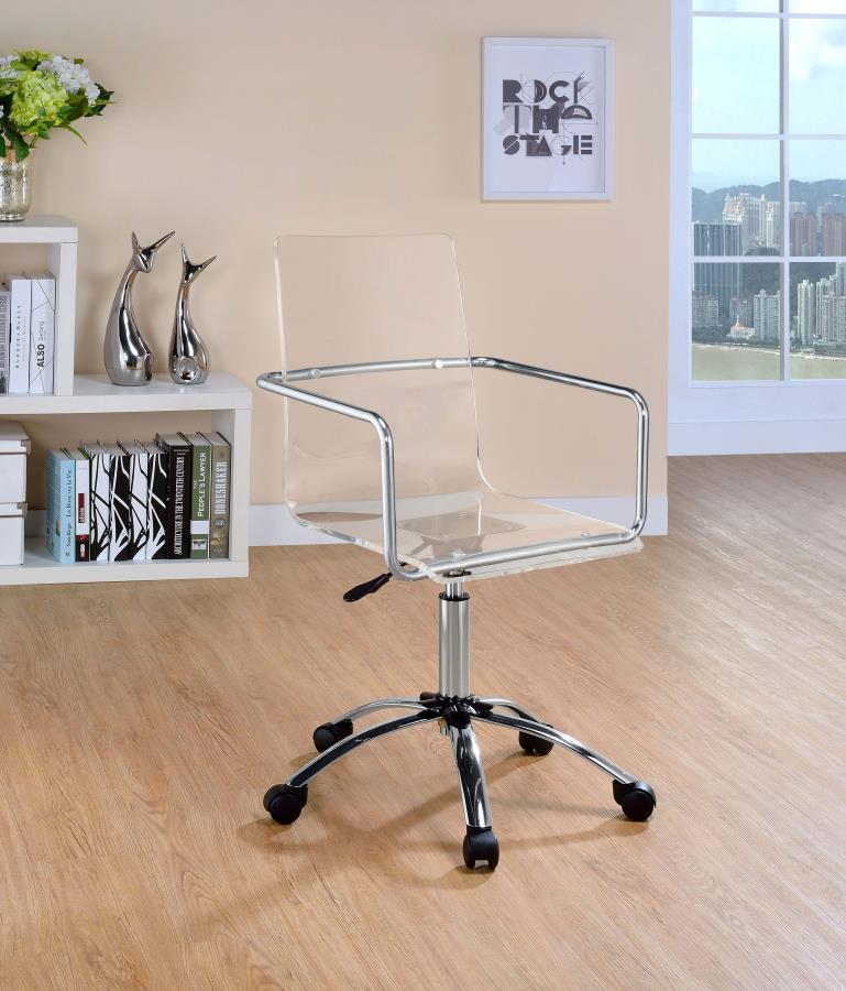 Amaturo Acrylic Adjustable Home Office Desk Chair Clear-2