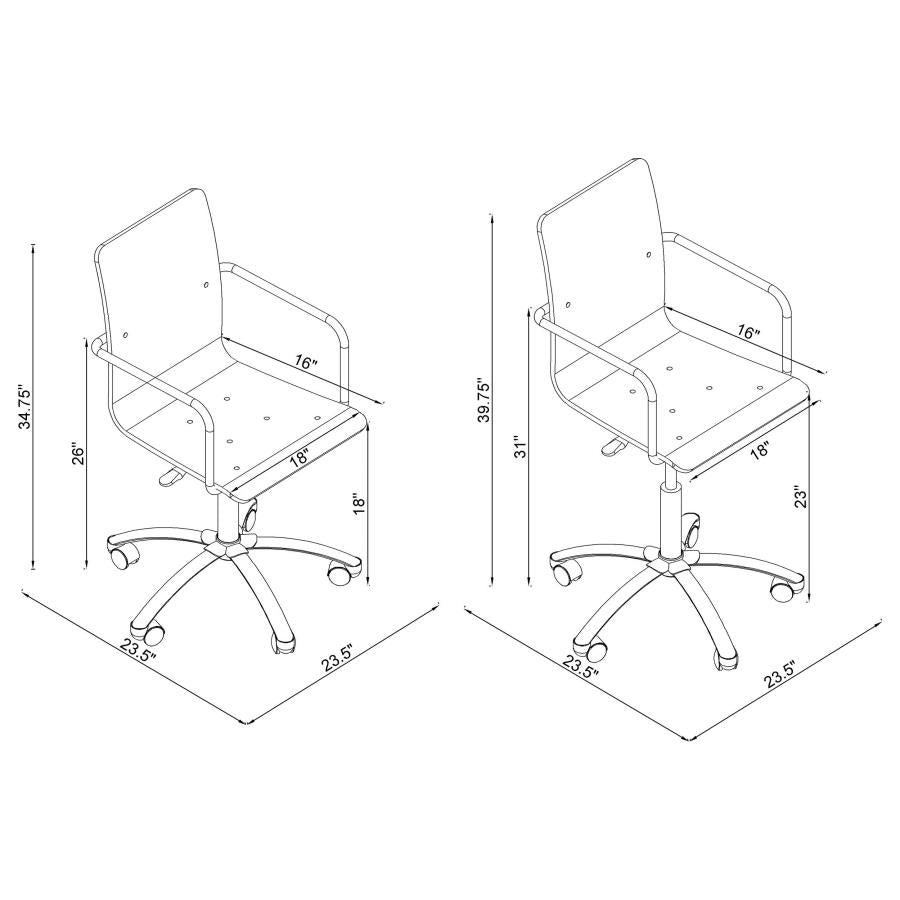 Amaturo Acrylic Adjustable Home Office Desk Chair Clear-zoom-10