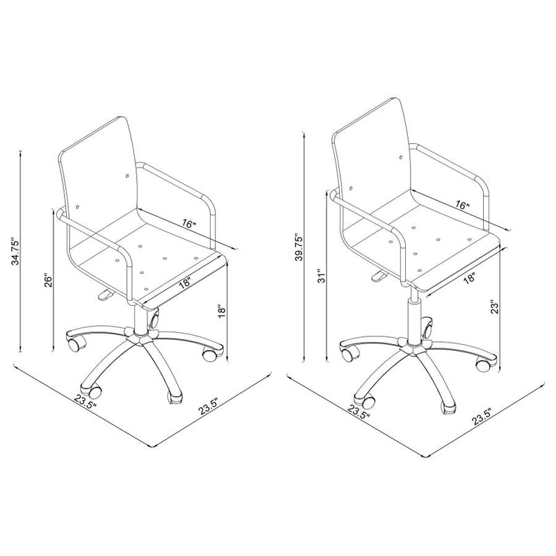 Amaturo Acrylic Adjustable Home Office Desk Chair Clear-zoom-