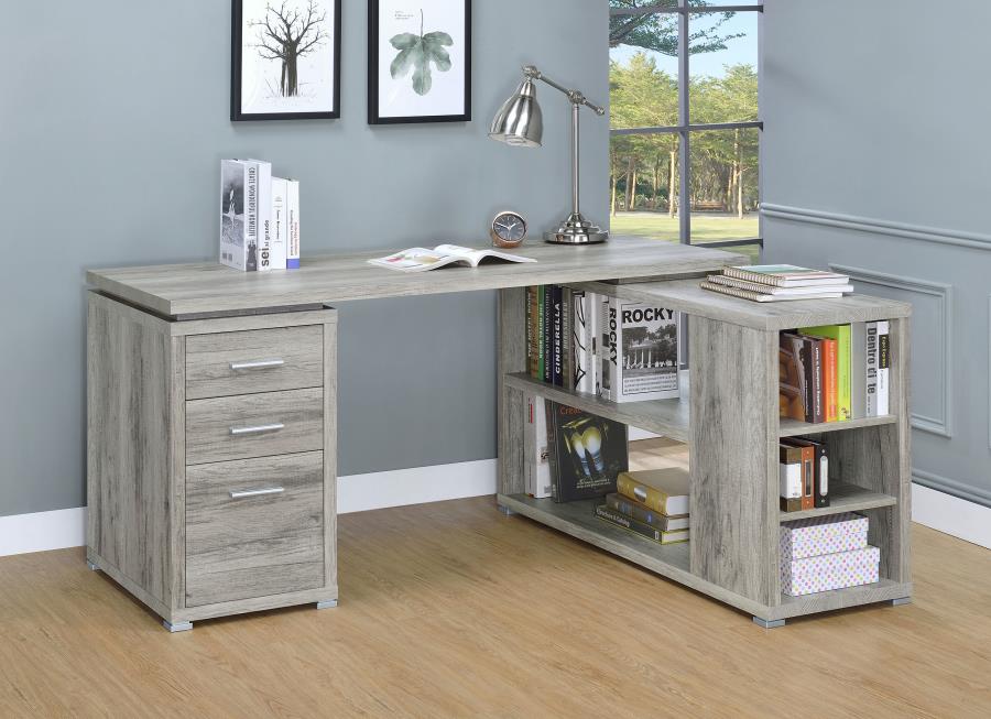 Yvette 60-inch 3-drawer L-Shape Computer Desk Grey Driftwood-2