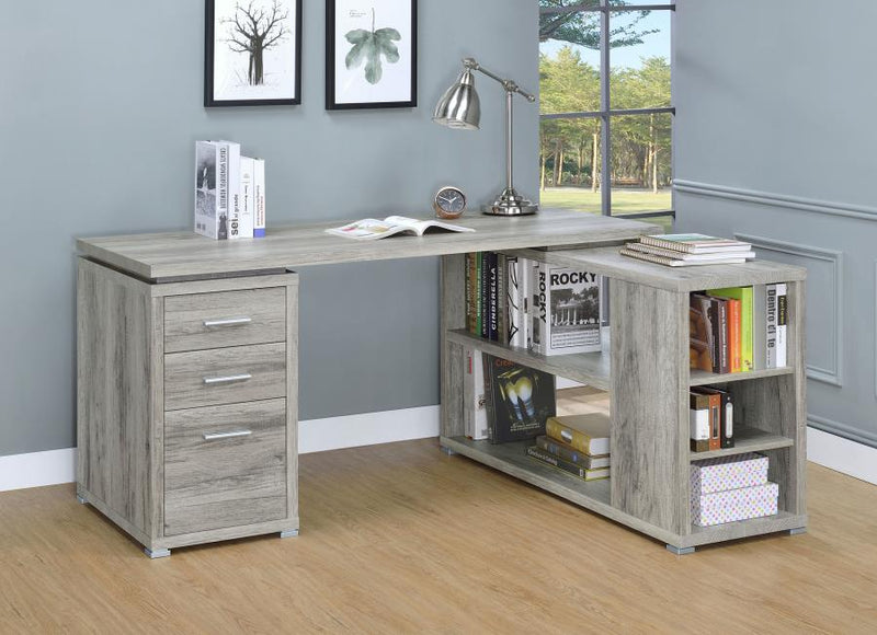 Yvette 60-inch 3-drawer L-Shape Computer Desk Grey Driftwood-zoom-