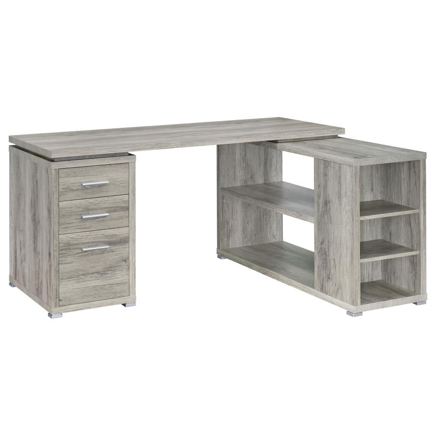 Yvette 60-inch 3-drawer L-Shape Computer Desk Grey Driftwood-1