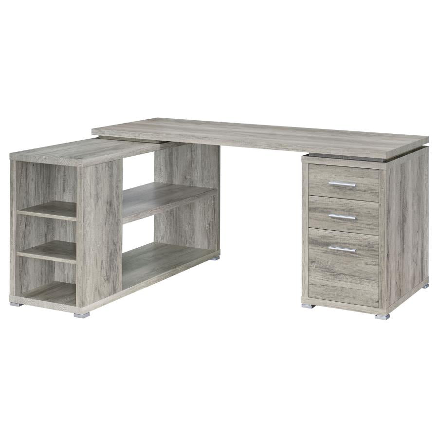 Yvette 60-inch 3-drawer L-Shape Computer Desk Grey Driftwood-zoom-3