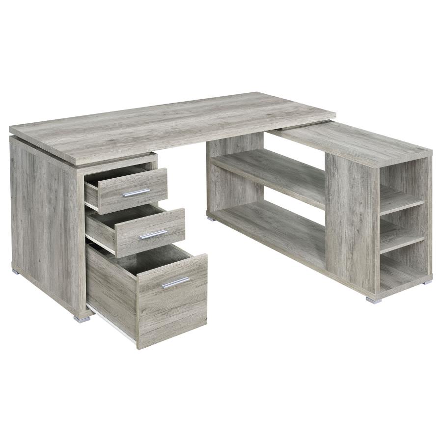 Yvette 60-inch 3-drawer L-Shape Computer Desk Grey Driftwood-zoom-4
