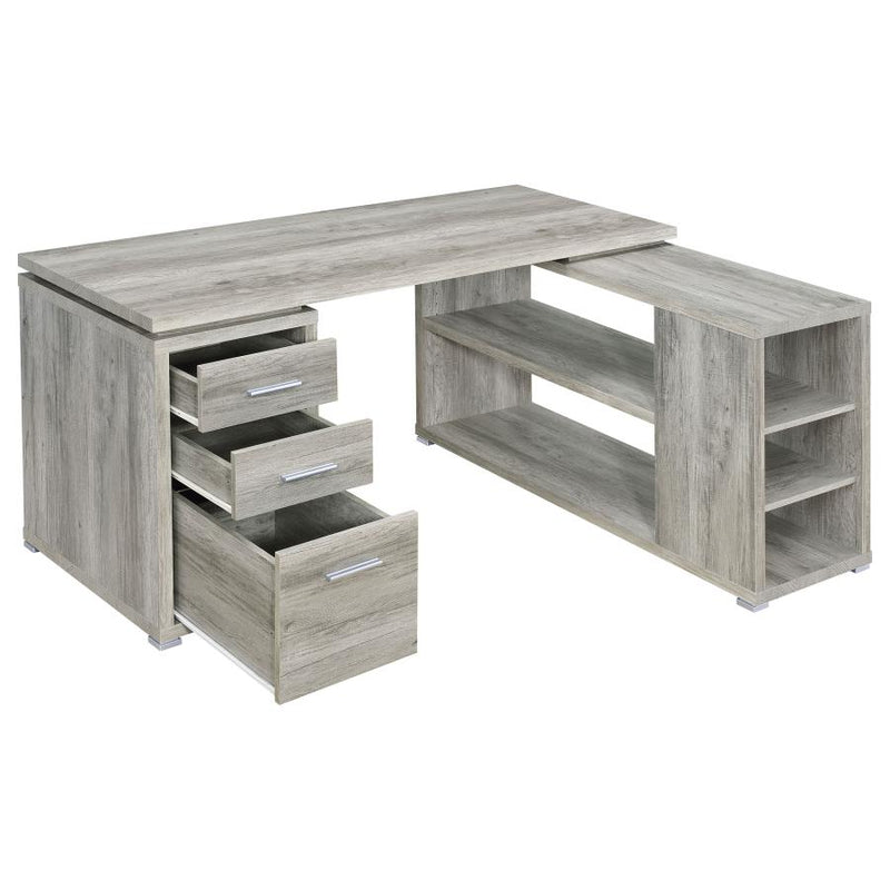 Yvette 60-inch 3-drawer L-Shape Computer Desk Grey Driftwood-zoom-