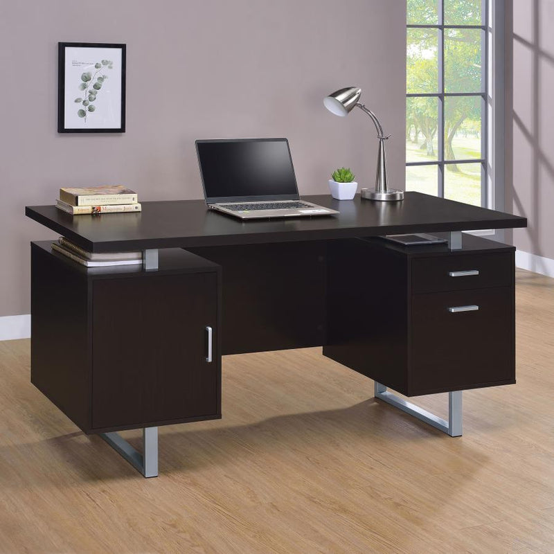 Lawtey 60-inch 2-drawer Office Computer Desk Cappuccino-zoom-
