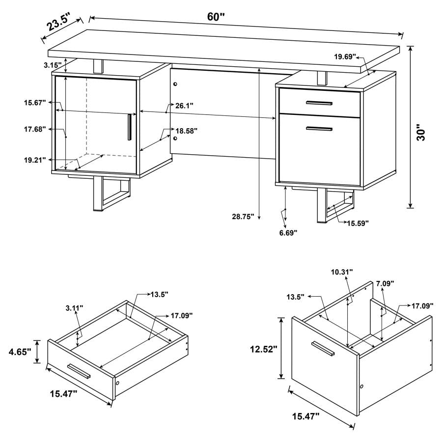 Lawtey 60-inch 2-drawer Office Computer Desk Cappuccino-zoom-14