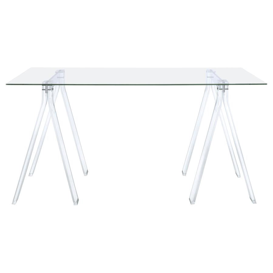 Amaturo 59-inch Glass Top Acrylic Writing Desk Clear-zoom-3