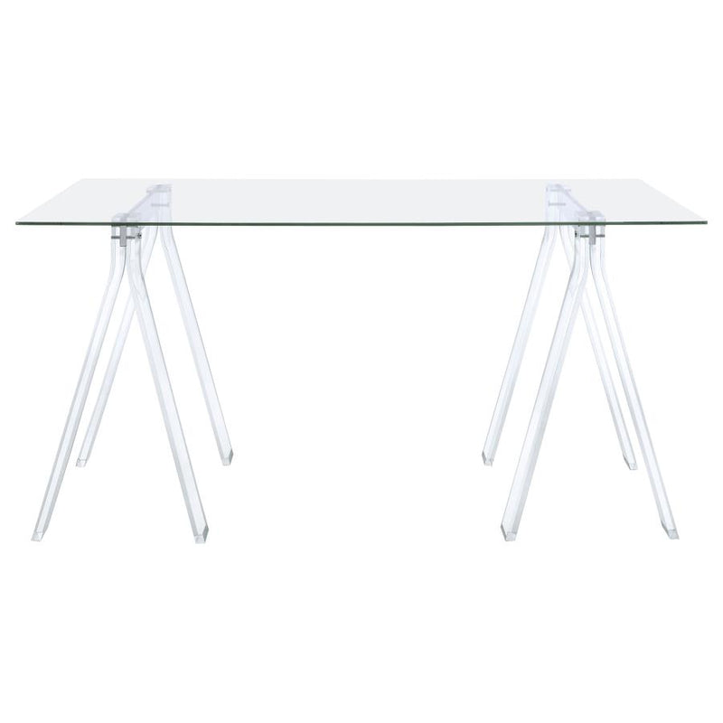 Amaturo 59-inch Glass Top Acrylic Writing Desk Clear-zoom-