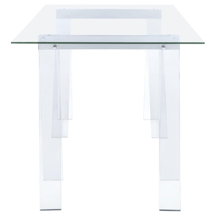 Amaturo 59-inch Glass Top Acrylic Writing Desk Clear-zoom-4