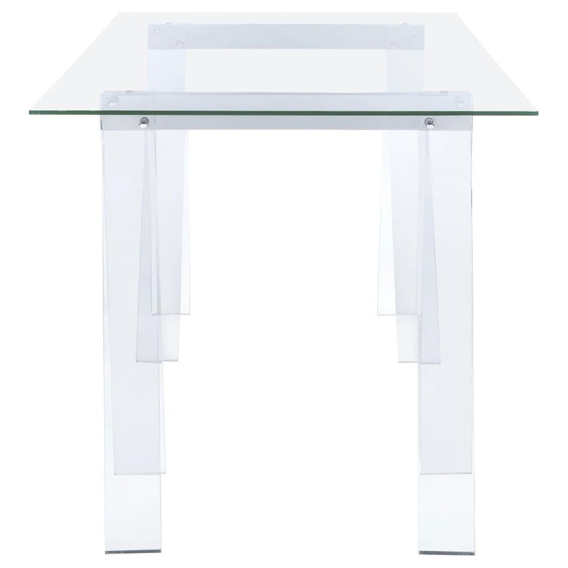 Amaturo 59-inch Glass Top Acrylic Writing Desk Clear-zoom-