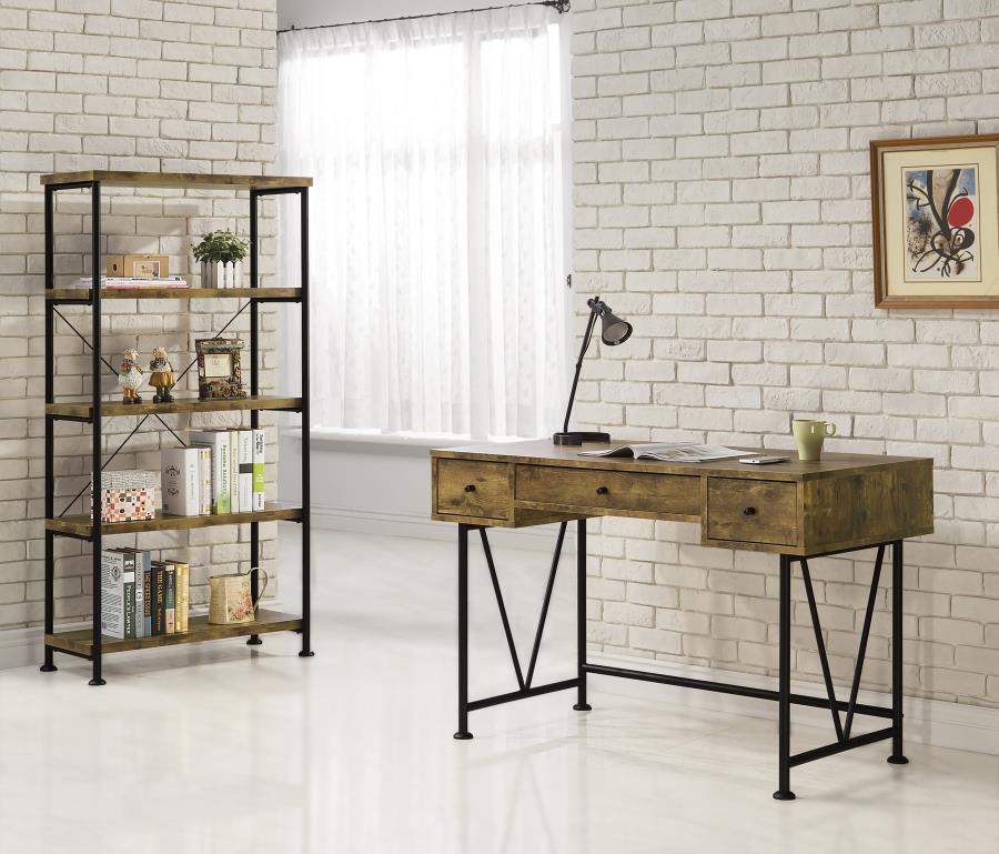 Analiese 2-piece Computer Desk Bookcase Set Rustic Nutmeg-zoom-1
