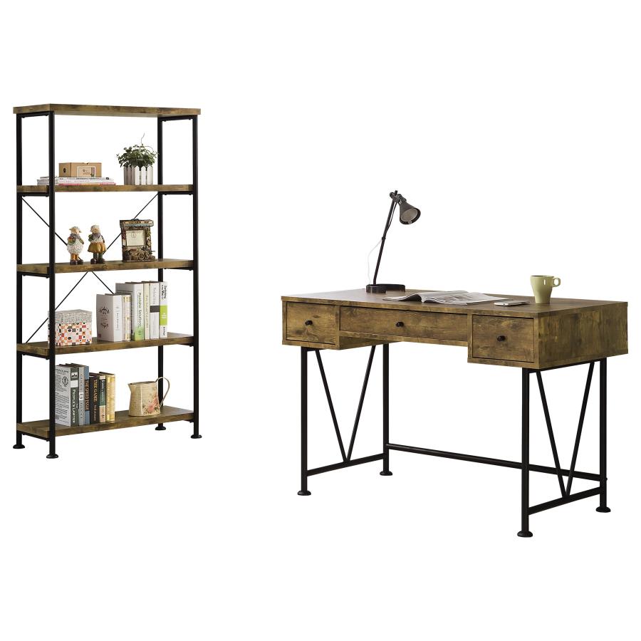 Analiese 2-piece Computer Desk Bookcase Set Rustic Nutmeg-zoom-2