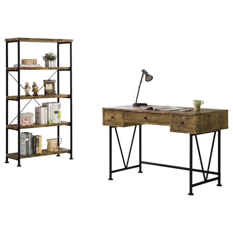 Analiese 2-piece Computer Desk Bookcase Set Rustic Nutmeg-zoom-