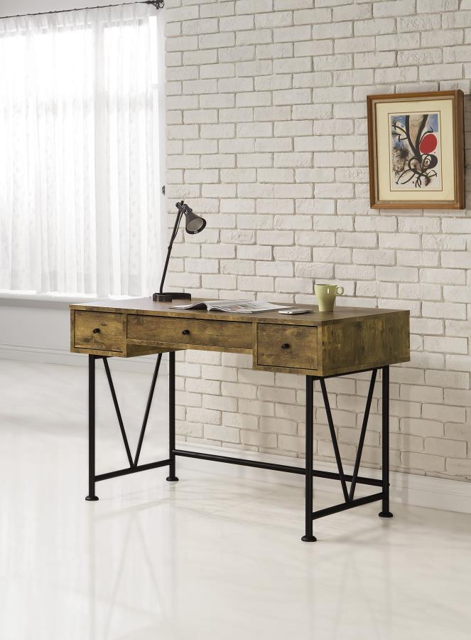 Analiese 47-inch 3-drawer Writing Desk Rustic Nutmeg-zoom-2
