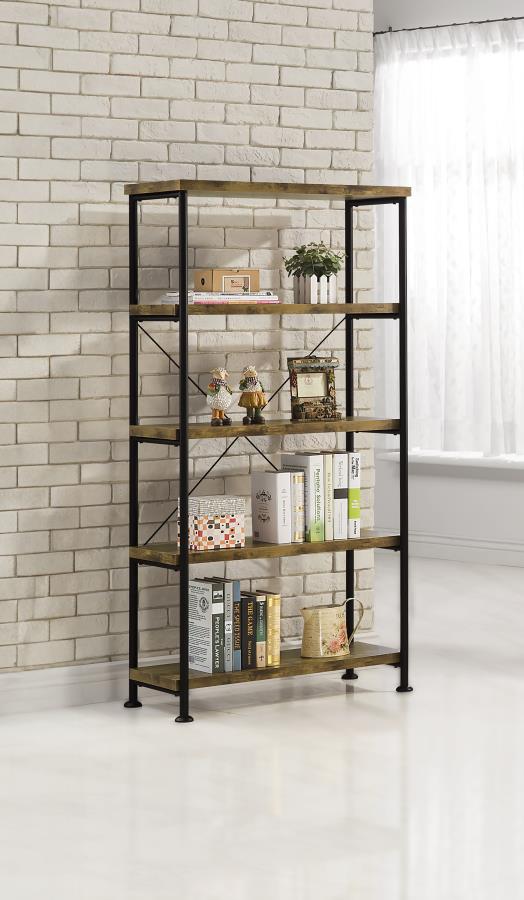 Analiese 63-inch 4-shelf Bookshelf Rustic Nutmeg-zoom-