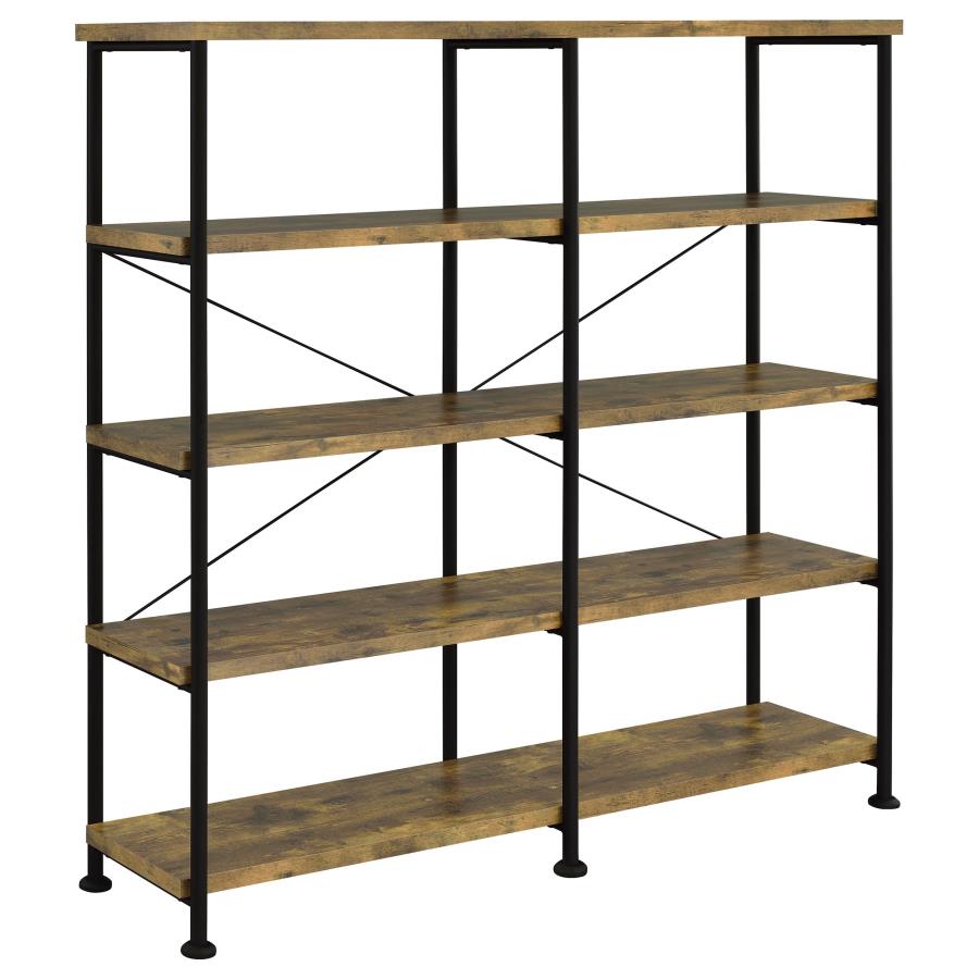 Analiese 63-inch 4-shelf Double Bookshelf Rustic Nutmeg-1