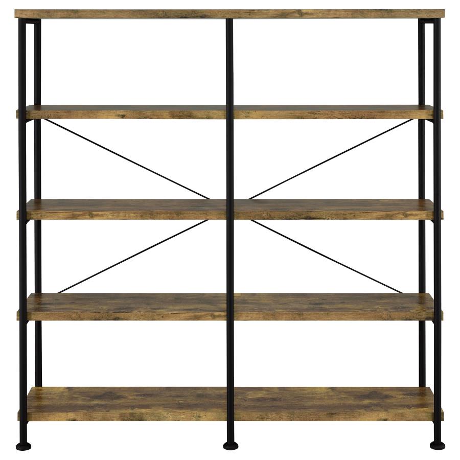 Analiese 63-inch 4-shelf Double Bookshelf Rustic Nutmeg-zoom-3
