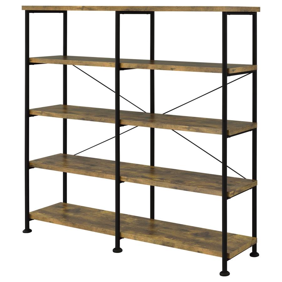 Analiese 63-inch 4-shelf Double Bookshelf Rustic Nutmeg-zoom-4