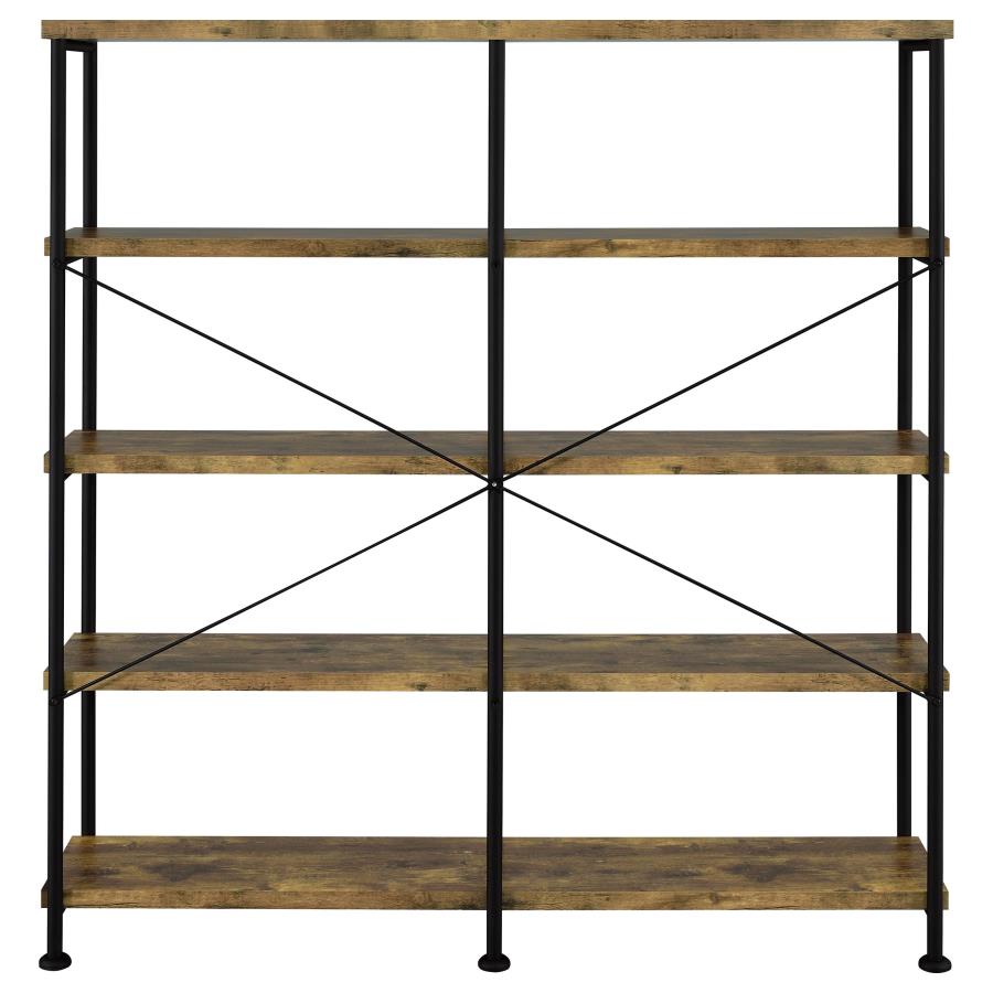 Analiese 63-inch 4-shelf Double Bookshelf Rustic Nutmeg-6