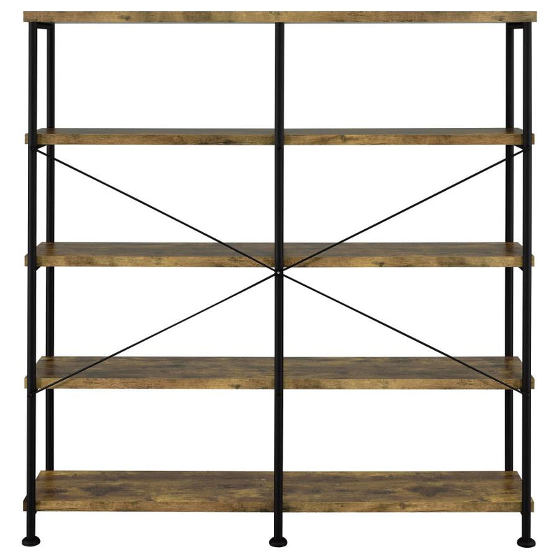 Analiese 63-inch 4-shelf Double Bookshelf Rustic Nutmeg-zoom-