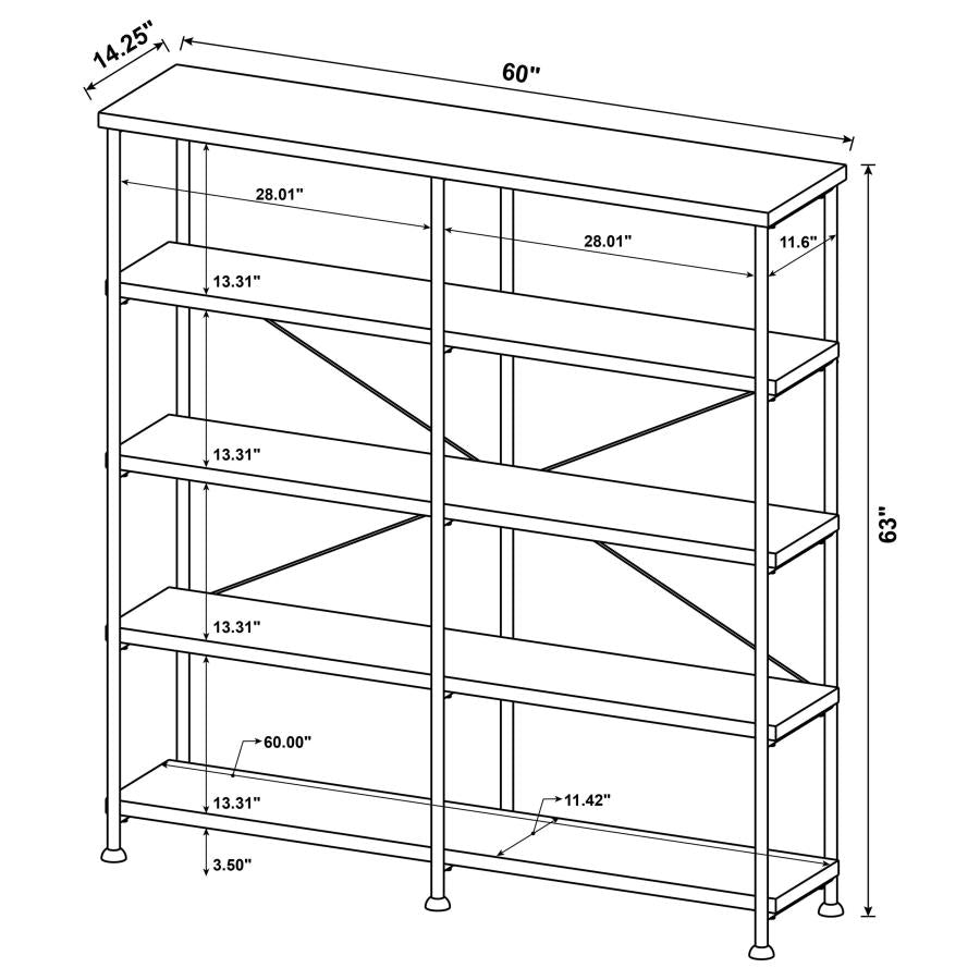 Analiese 63-inch 4-shelf Double Bookshelf Rustic Nutmeg-8