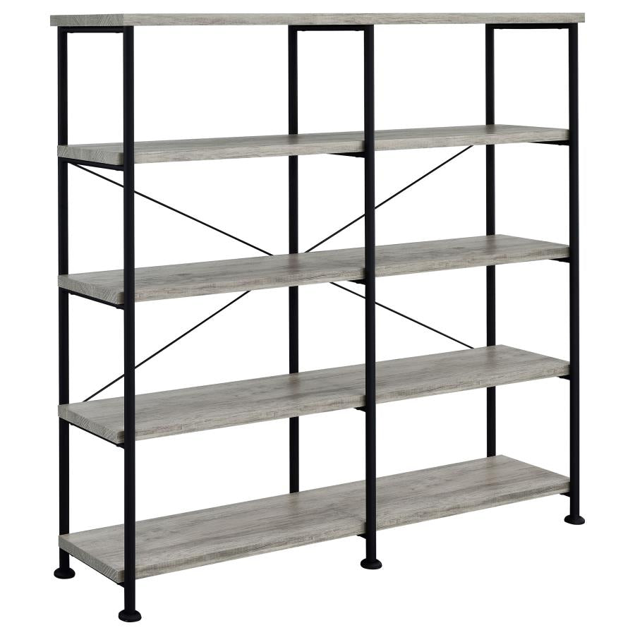 Analiese 63-inch 4-shelf Double Bookshelf Grey Driftwood-1