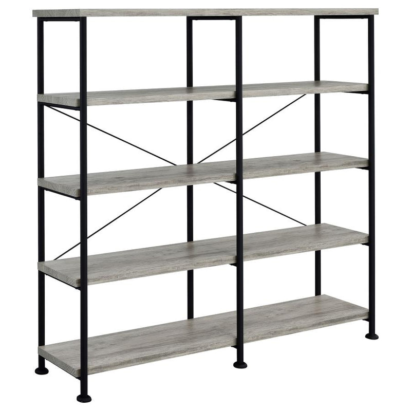 Analiese 63-inch 4-shelf Double Bookshelf Grey Driftwood-zoom-