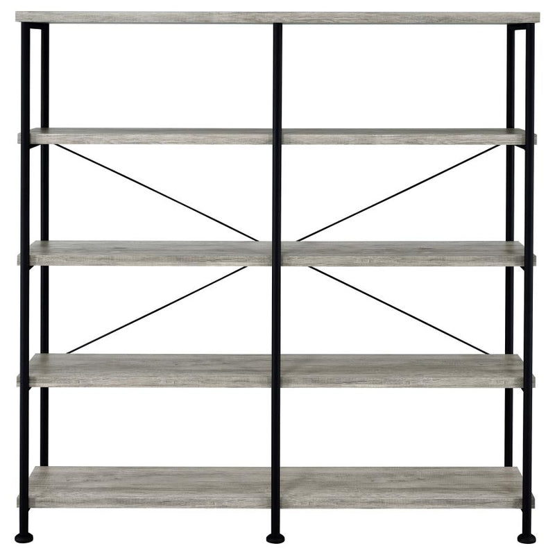 Analiese 63-inch 4-shelf Double Bookshelf Grey Driftwood-zoom-