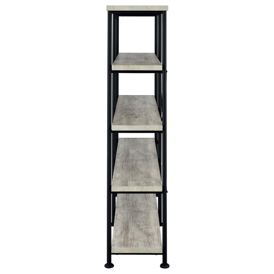 Analiese 63-inch 4-shelf Double Bookshelf Grey Driftwood-zoom-5