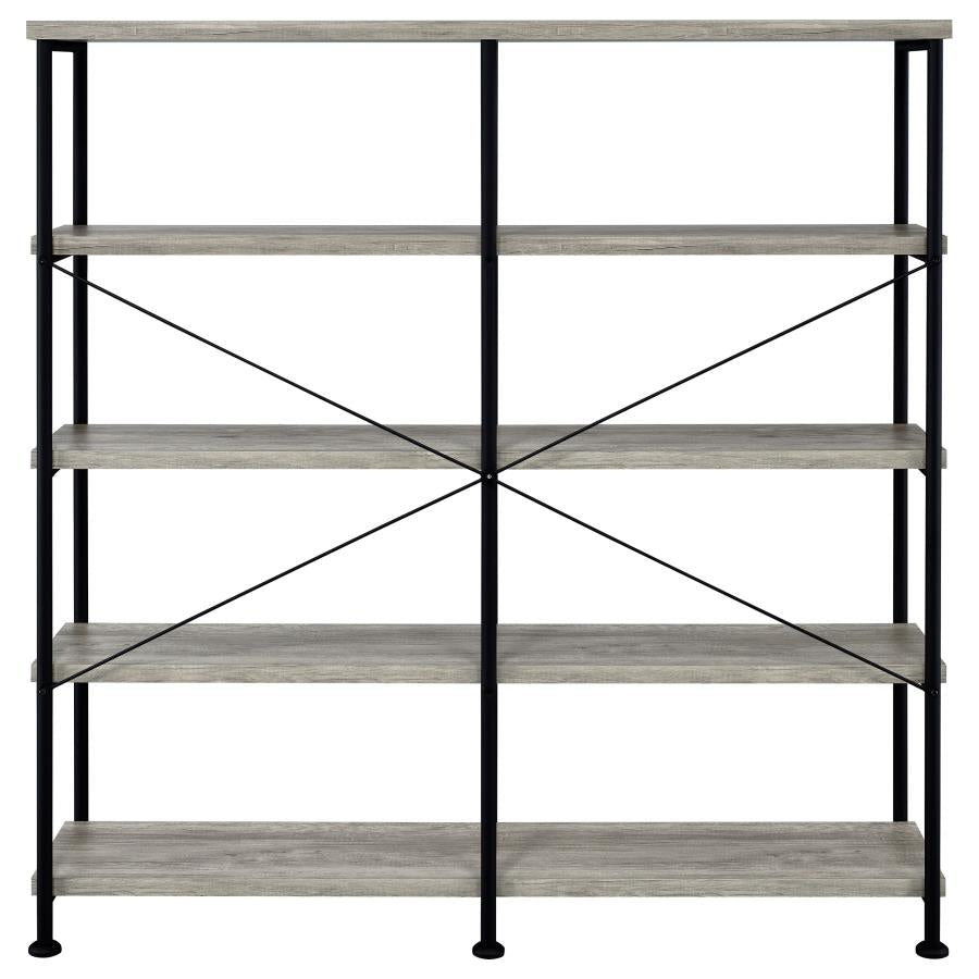 Analiese 63-inch 4-shelf Double Bookshelf Grey Driftwood-zoom-6