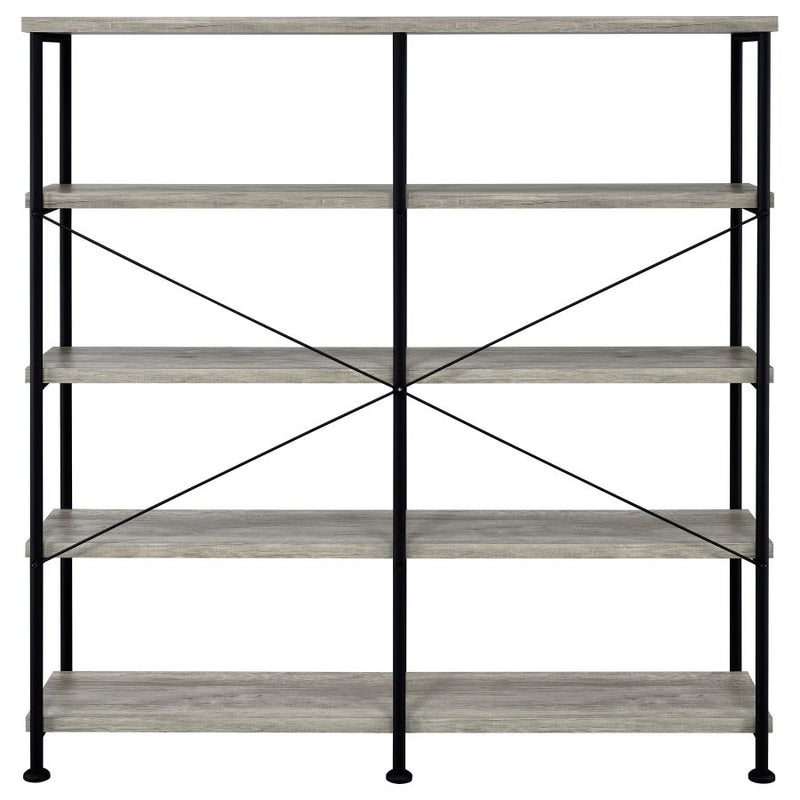 Analiese 63-inch 4-shelf Double Bookshelf Grey Driftwood-zoom-