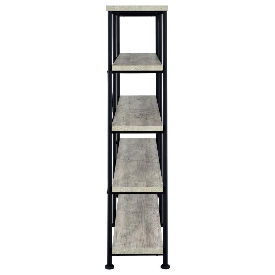 Analiese 63-inch 4-shelf Double Bookshelf Grey Driftwood-zoom-7